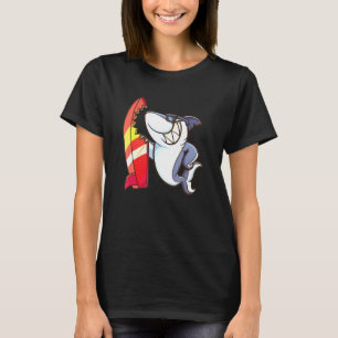 Hungry Surfer Shark With Surfboard Bite For Summer T-Shirt