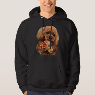 Hungry Toy Poodle Puppy Devouring Pizza  Cute Dog  Hoodie