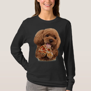 Hungry Toy Poodle Puppy Devouring Pizza Cute Dog T-Shirt