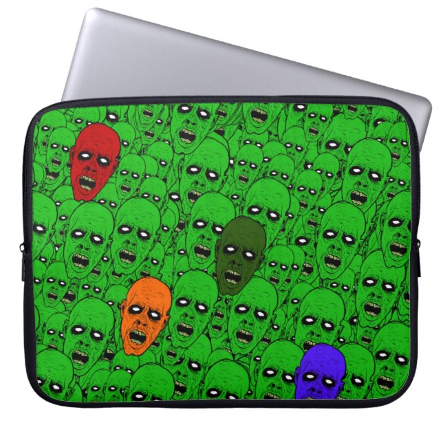 Hungry Undead Zombie Heads Laptop Sleeve (Front)