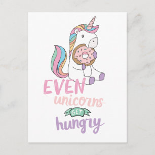 Hungry Unicorns Colourful Unicorn Art Cute Art  Postcard