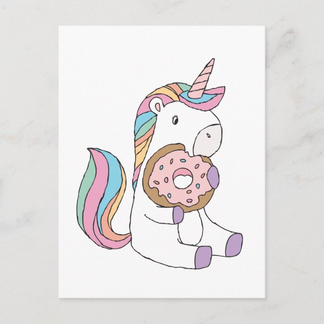 Hungry Unicorns Colourful Unicorn Art Cute Art  Postcard (Front)