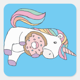 Hungry Unicorns Colourful Unicorn Art Cute Art  Square Sticker