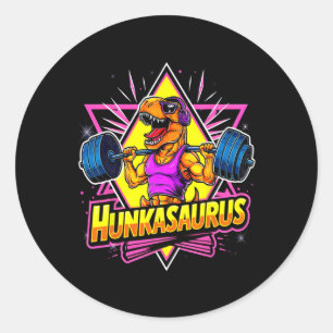 Hunkasaurus Gym Workout T-rex Powerlifting Bodybui Classic Round Sticker