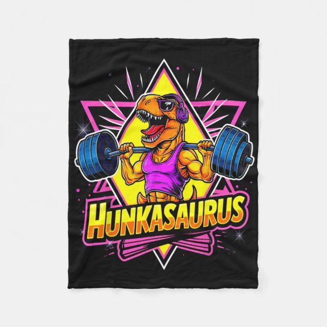Hunkasaurus Gym Workout T-rex Powerlifting Bodybui Fleece Blanket (Front)