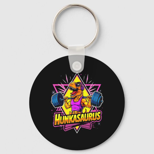 Hunkasaurus Gym Workout T-rex Powerlifting Bodybui Key Ring (Front)