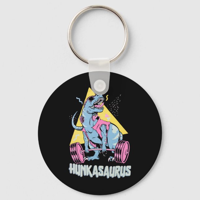 Hunkasaurus T Rex Dinosaur Funny Gym And Workout  Key Ring (Front)
