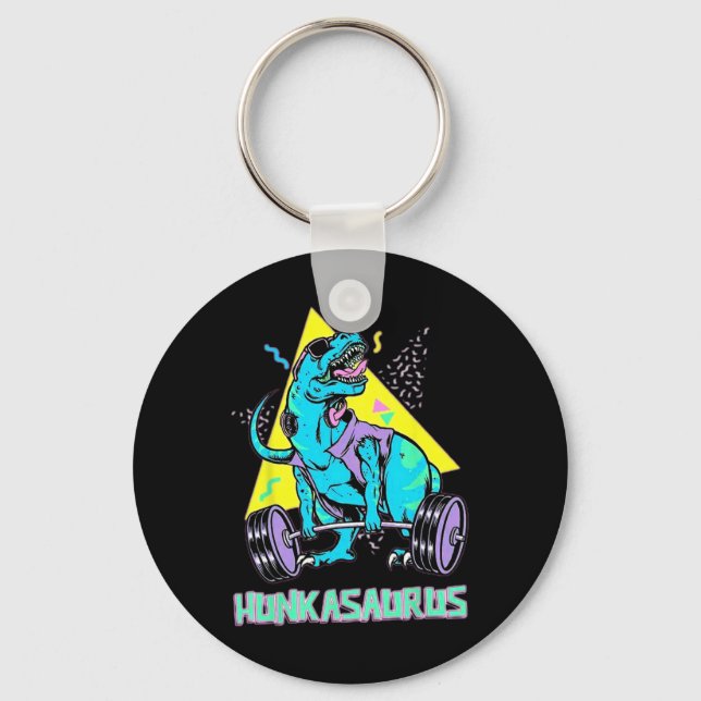 Hunkasaurus Weightlifting Bodybuilding Gym Workout Key Ring (Front)