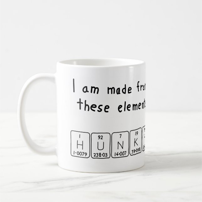 Hunky periodic table name mug (Left)