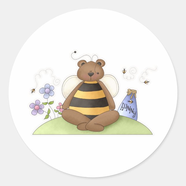 Hunny Bear Classic Round Sticker (Front)