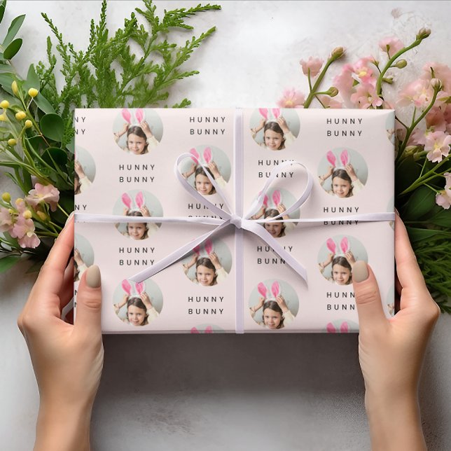 Hunny Bunny Photo Easter Pink  Wrapping Paper (Creator Uploaded)