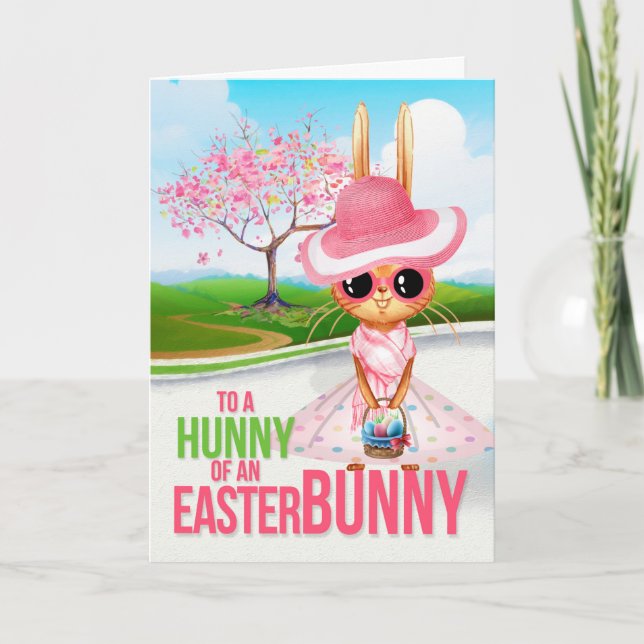 Hunny of an Easter Bunny Girl's Easter Holiday Card (Front)