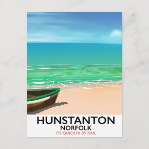 Hunstanton Norfolk Beach travel poster Postcard