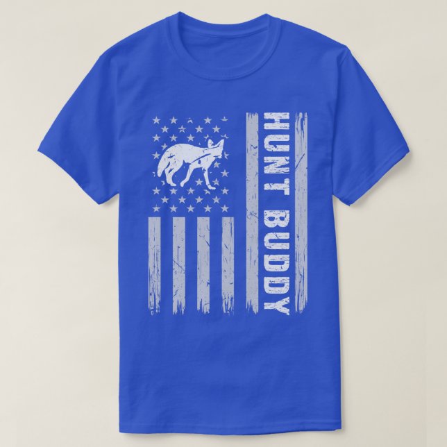 Hunt Buddy American Flag USA Coyote Hunter T-Shirt (Design Front)