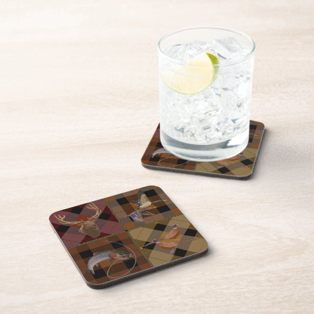 Hunt Club Plaid With Wildlife Game  Coaster (Right Side)