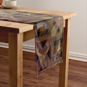 Hunt Club Plaid With Wildlife Game  Short Table Runner