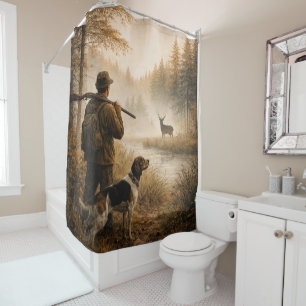 Hunt in the mist shower curtain