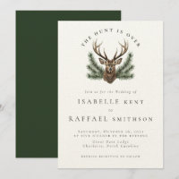 Hunt Is Over Elegant Antler Deer Stag Head Wedding