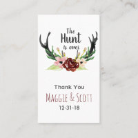 Hunt is Over Rustic Antler Burgundy Floral Wedding