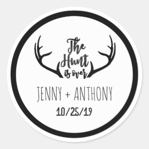 "Hunt is Over" Rustic Antler Save The Date Seal