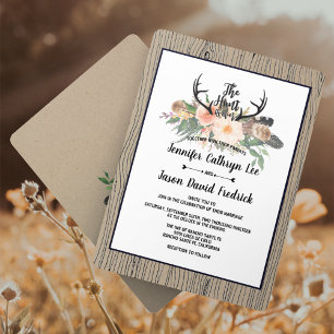 "Hunt is Over" Rustic Boho Floral Wedding Invitation