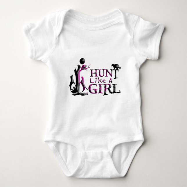 HUNT LIKE A GIRL COON HUNTING BABY BODYSUIT (Front)
