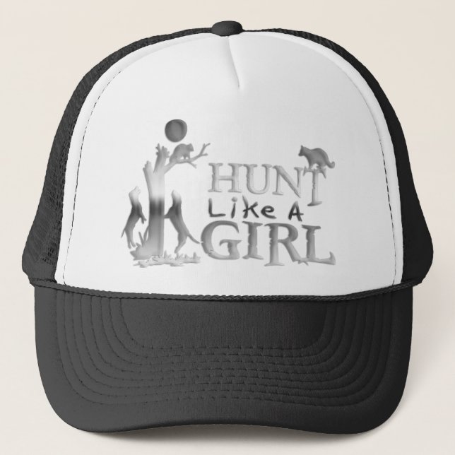 HUNT LIKE A GIRL COON HUNTING TRUCKER HAT (Front)