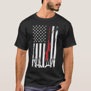 Hunter American Flag USA Hunting Deer Gift T-Shirt