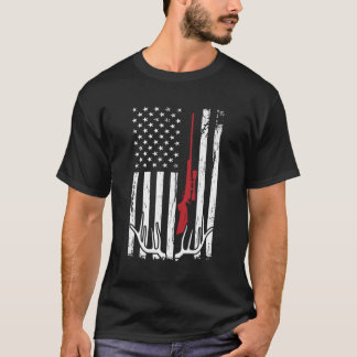 Hunter American Flag Usa Hunting Deer T-Shirt