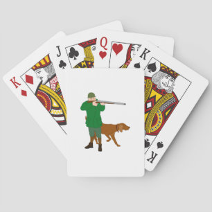 Hunter And A Dog Playing Cards