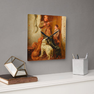 Hunter and Boy by Arthur Fitzwilliam Tait 1876 Square Wall Clock