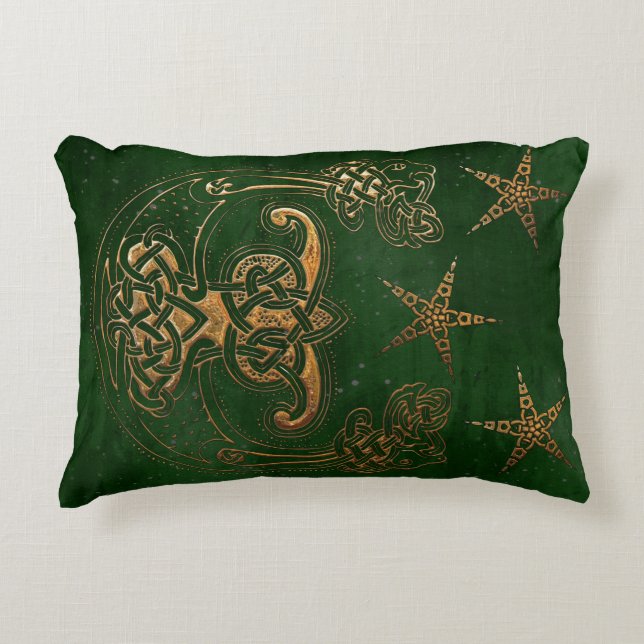 Hunter and Gold Celtic Decorative Cushion (Front)