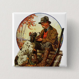 Hunter and Spaniel 15 Cm Square Badge