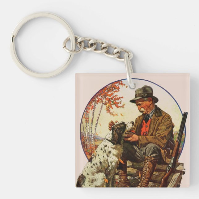 Hunter and Spaniel Key Ring (Front)