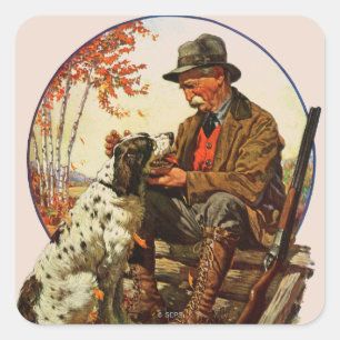 Hunter and Spaniel Square Sticker