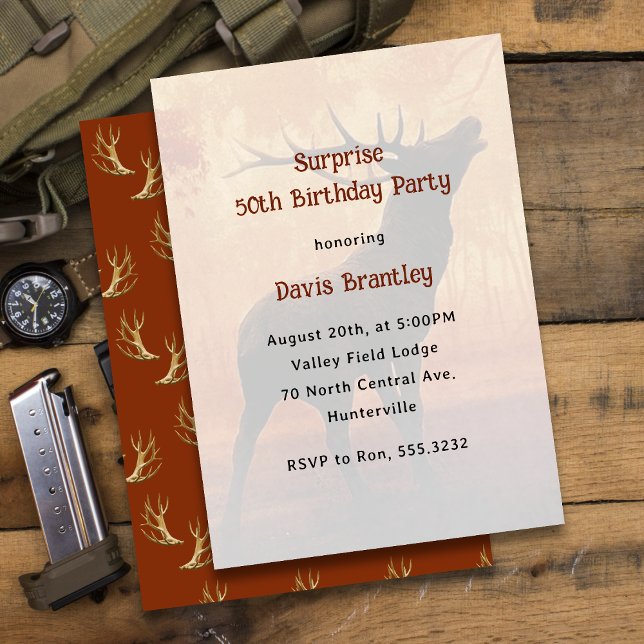 Hunter Antlers Deer Birthday Party Invitation (Creator Uploaded)
