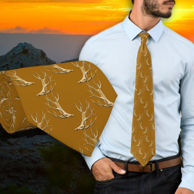 Hunter Antlers Pattern Rust Brown Tie (Creator Uploaded)
