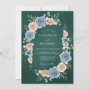 Hunter Apricot Ranunculus Eucalyptus Wedding Invitation