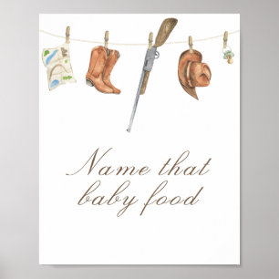 Hunter baby shower - name that baby food poster