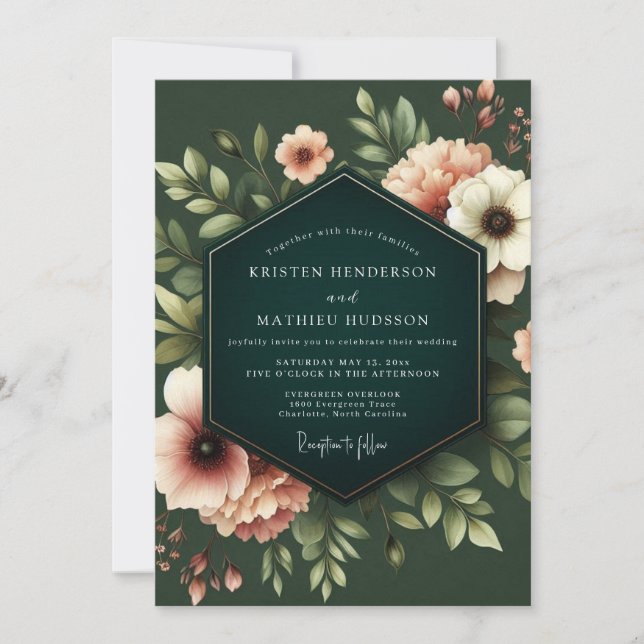 Hunter Blush Nocturne Wedding Invitation (Front)