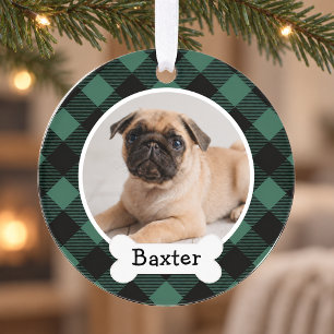 Hunter Buffalo Plaid Custom Pet Puppy Dog Photo Ornament