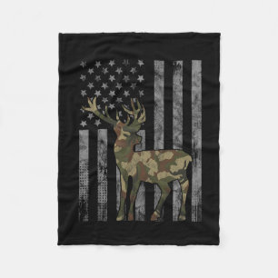 Hunter Camouflage Hunting Hunt Buck Elk American F Fleece Blanket