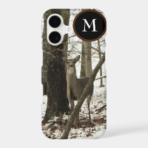Hunter Deer in the snow with monogram Camo
