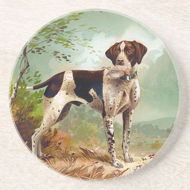 Hunter dog with bird in mouth coaster (Front)