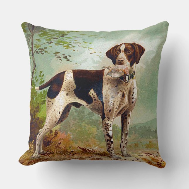 Hunter dog with bird in mouth cushion (Front)