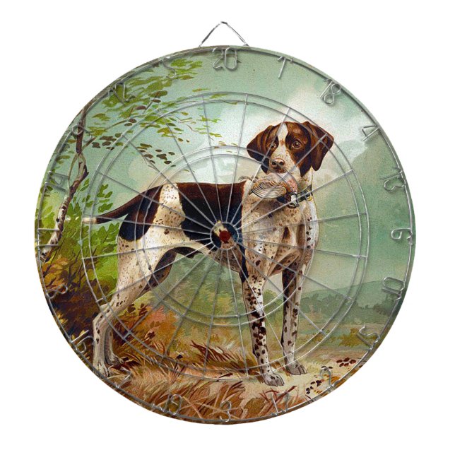 Hunter dog with bird in mouth dartboard (Front)