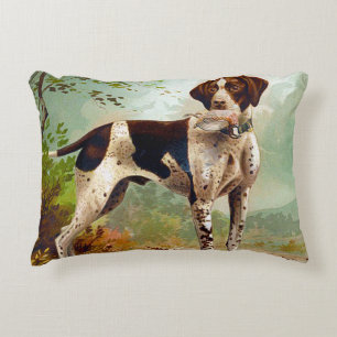 Hunter dog with bird in mouth decorative cushion
