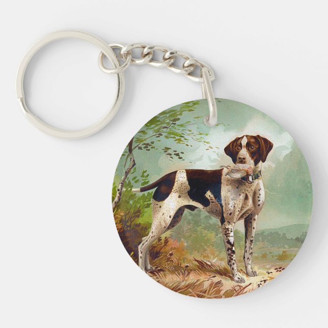 Hunter dog with bird in mouth key ring (Front)