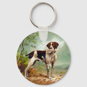 Hunter dog with bird in mouth key ring