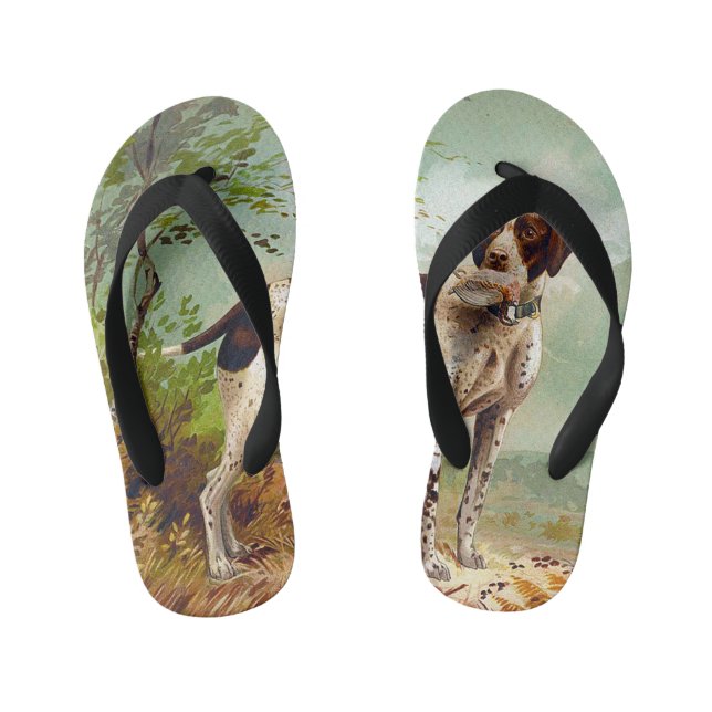 Hunter dog with bird in mouth kid's thongs (Footbed)
